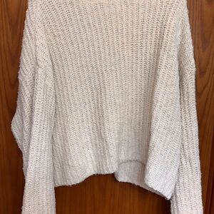 a.n.a Cream Textured Crew Neck Sweater